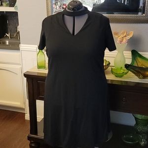 Black dress with keyhole neckline